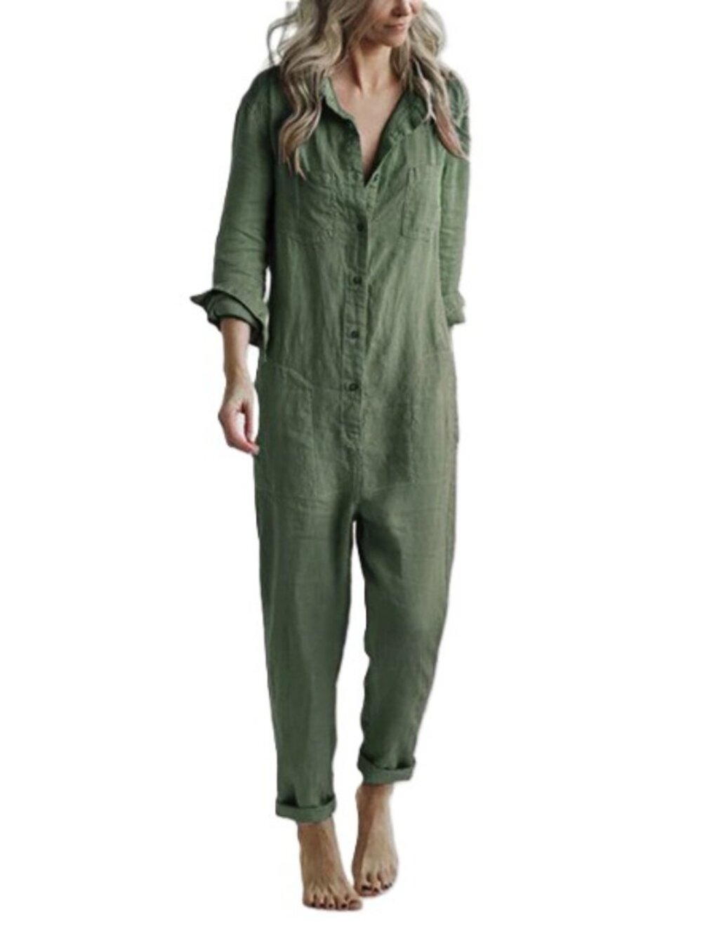 Madepants 6 Pocket Olive Green Casual Jumpsuit Sz XL